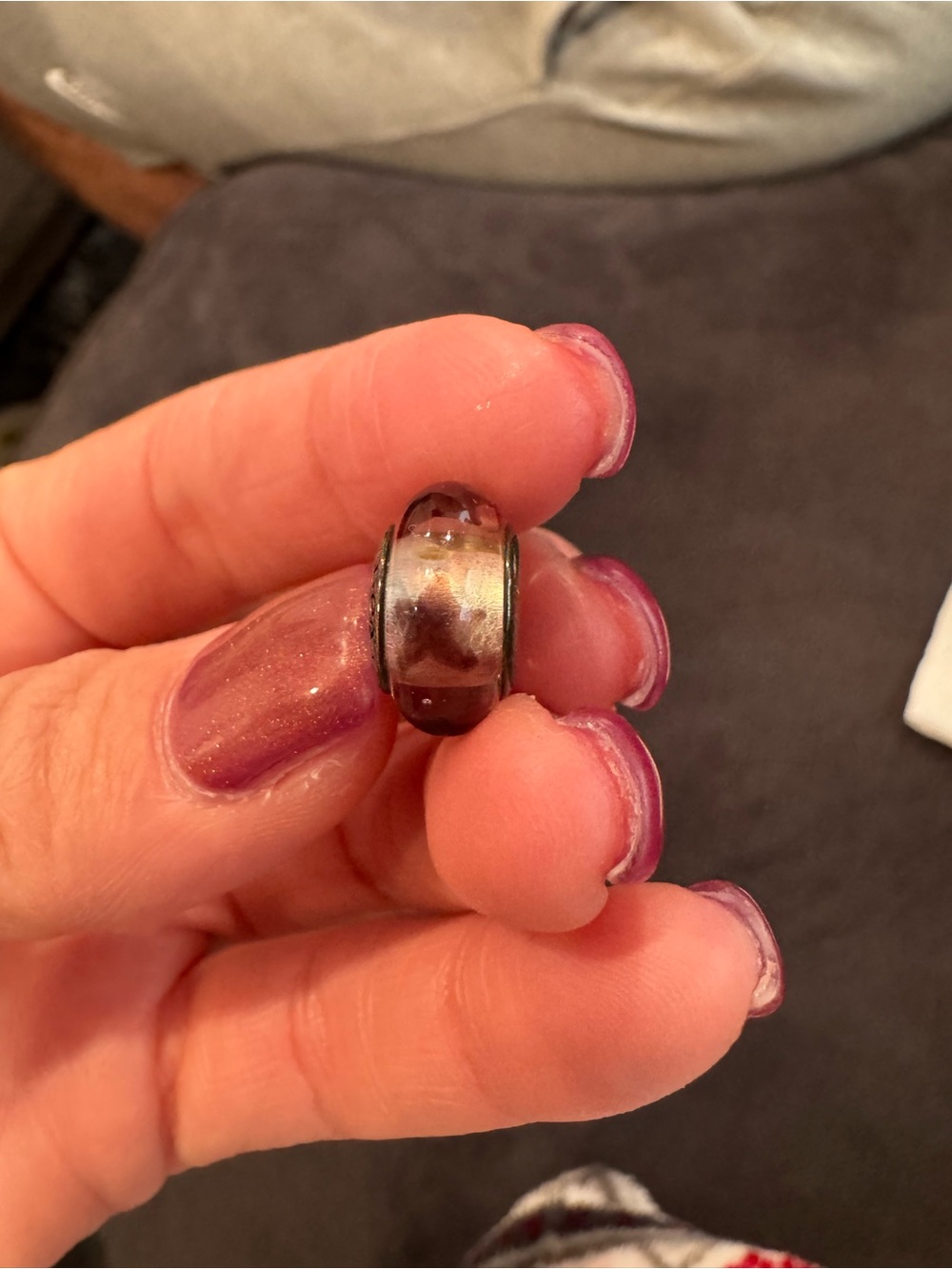 Pandora Glass Bead Charm Clear with Purple Stars